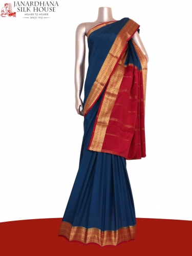 Classic Contrast Pure Mysore Crepe Silk Saree